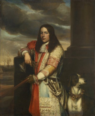 Hollantilainen: Engel de Ruyter (1649-83). Vara-amiraali, Michiel Adriaensz de Ruyterin poika Engel de Ruyterin muotokuva. tekijältä Jan Andrea Lievens