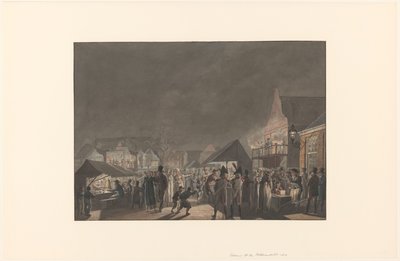 Messut Botermarktissa Amsterdamissa, 1810 tekijältä Jan Anthonie Langendijk Dzn