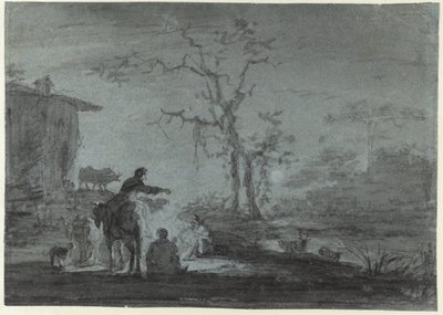 Paimenet nuotiolla kuutamossa tekijältä Jan Asselijn (possibly)