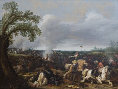 Ruotsin kuningas Kustaa II Adolf Lützenin taistelussa 16. marraskuuta 1632 tekijältä Jan Asselijn