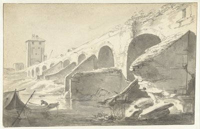 Ponte Molle te Rome (?) tekijältä Jan Asselijn