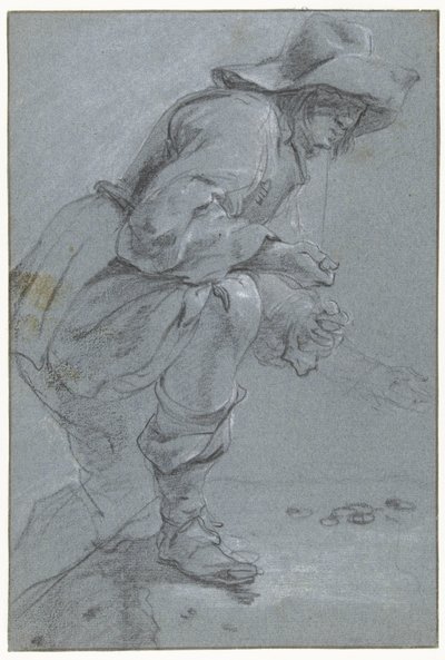 Mies soittamassa "Koten" tekijältä Jan Baptist Weenix
