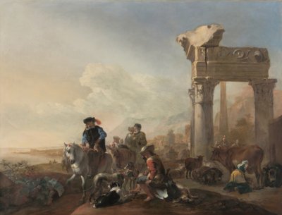 Jan Baptist Weenix / "Metsästäjät raunioiden lähellä", 1648 tekijältä Jan Baptist Weenix