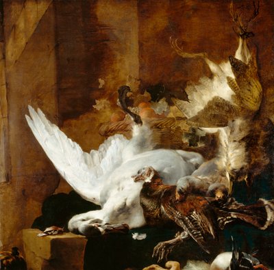 Asetelma kuolleella joutsenella, n. 1651 tekijältä Jan Baptist Weenix