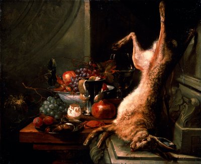 "Asetelma jänisen kanssa", 1680-luku. tekijältä Jan Baptist van Moerkerke