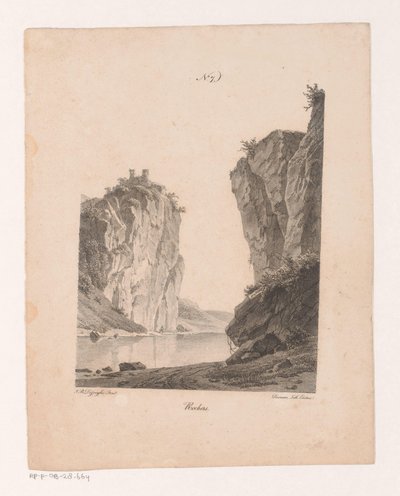 Rotsen langs het vettä Kivet (otsikko esineessä) Luonnosta piirrettyjen ja kivelle toteutettujen maisemien periaatteet (sarjan nimi) tekijältä Jan Baptiste de Jonghe