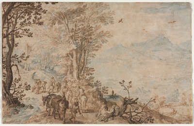 Maisema matkustajien kanssa tekijältä Jan Brueghel