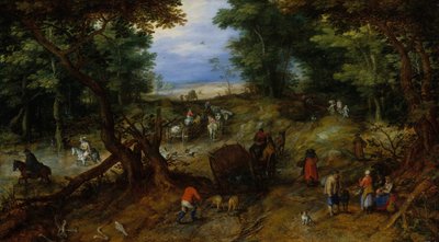 Metsätie matkustajien kanssa, 1607. tekijältä Jan Brueghel the Elder