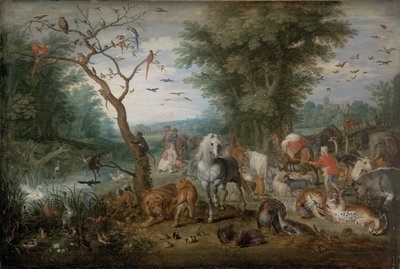 Paradise maisema eläinten kanssa tekijältä Jan Brueghel the Elder