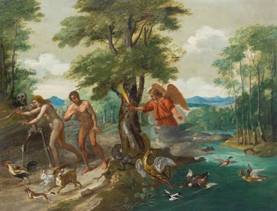 Aatami ja Eeva paratiisissa tekijältä Jan Brueghel the Younger