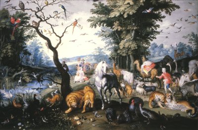 Nooan arkkiin tulevat eläimet tekijältä Jan Brueghel the Younger