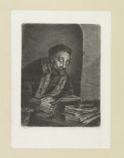 Mies ostamassa toimistoa John Chalonin etsausten täydellinen työ / Oeuvre Complette des Eaux Fortes par Jean Chalon (sarjan nimi) tekijältä Jan Chalon