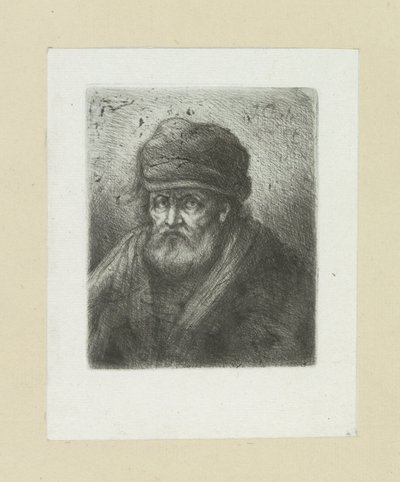 Oude mies laittaa baardin mutsiin John Chalonin etsausten täydellinen työ / Oeuvre Complette des Eaux Fortes par Jean Chalon (sarjan nimi) tekijältä Jan Chalon