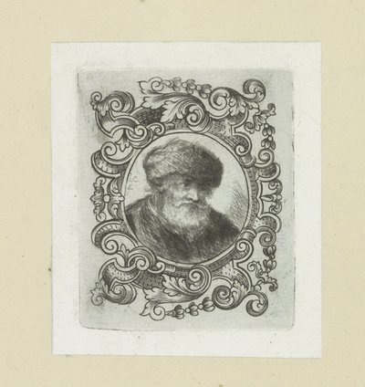 Oude mies tapasi bonthoedin ornamentrandissa John Chalonin etsausten täydellinen työ / Oeuvre Complette des Eaux Fortes par Jean Chalon (sarjan nimi) tekijältä Jan Chalon