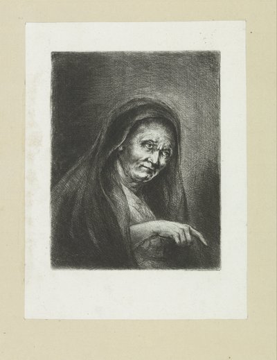 Wijzende oude vrouw John Chalonin etsausten täydellinen työ / Oeuvre Complette des Eaux Fortes par Jean Chalon (sarjan nimi) tekijältä Jan Chalon