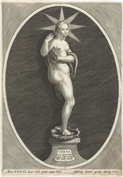 Venus Venvs (otsikko objektissa) Zeven the good planet (sarjan nimi) Septem Planetae (sarjan nimi) tekijältä Jan Collaert (II)
