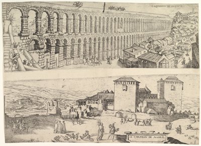 Segovian akvedukti ja Madridin linna, 1500-1599. tekijältä Jan Cornelisz Vermeyen