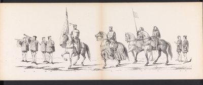 Leidenin opiskelijoiden naamiaiset, 1865 (levy 11) Leidenin opiskelijakunnan jäsenten pukukulkue 6. kesäkuuta 1865 Leidsche Hoogeschoolin 290-vuotisjuhlan kunniaksi, kuvassa: hollantilaisten b. tekijältä Jan Daniël Cornelis Carel Willem baron de Constant Rebecque