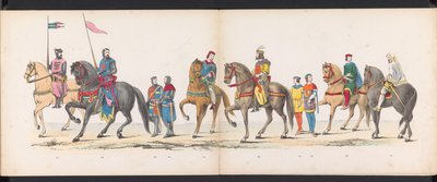 Leidenin opiskelijoiden naamiaiset, 1865 (levy 12) Leidenin opiskelijakunnan jäsenten pukukulkue 6. kesäkuuta 1865 Leidsche Hoogeschoolin 290-vuotisjuhlan kunniaksi, kuvassa: hollantilaisten b. tekijältä Jan Daniël Cornelis Carel Willem baron de Constant Rebecque