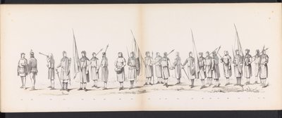 Leidenin opiskelijoiden naamiaiset, 1865 (levy 13) Leidenin opiskelijakunnan jäsenten pukukulkue 6. kesäkuuta 1865 Leidsche Hoogeschoolin 290-vuotisjuhlan kunniaksi, kuvassa: hollantilaisten b. tekijältä Jan Daniël Cornelis Carel Willem baron de Constant Rebecque