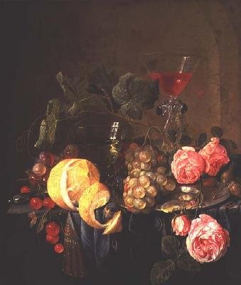 Hedelmien ja kukkien asetelma (öljy kankaalle) tekijältä Jan Davidsz de Heem