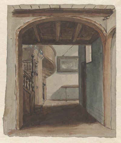 Sisusta näkymä portaisiin tekijältä Jan Fabius Czn (attributed to)