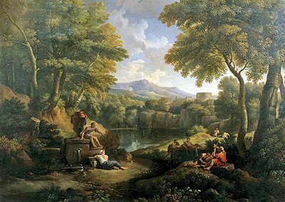 Maisema hahmoilla kaivolla (öljy kankaalle) tekijältä Jan Frans van Bloemen