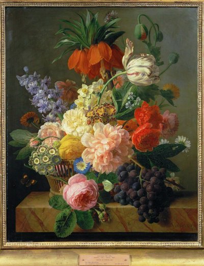 Flowers and Fruit ... (maalaus kankaalle) tekijältä Jan Frans van Dael