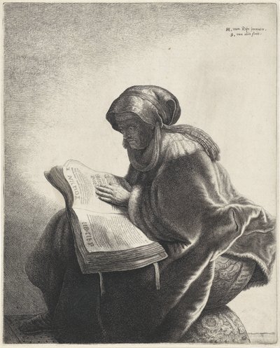 Vanha nainen lukee tekijältä Jan Gillisz. van Vliet
