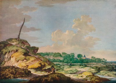 "Maisema urheilijan kanssa ja kaukainen näkymä Middleburgiin", 1600-luku tekijältä Jan Goedart