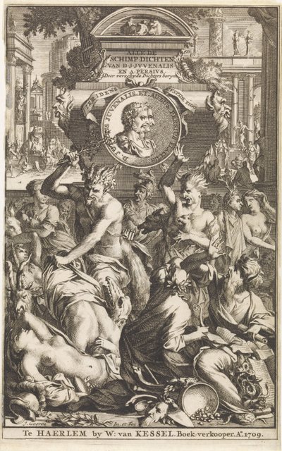 Rooman bakkanaali Titelpagina voor Decius Junius Juvenalis en Aulus Persius Flaccus, Alle de schimpdichten, 1709 Alle de schimpdichten D.J.Jvenalis en A. Persivs door verschyde dichters berymt (otsikko esineessä) tekijältä Jan Goeree