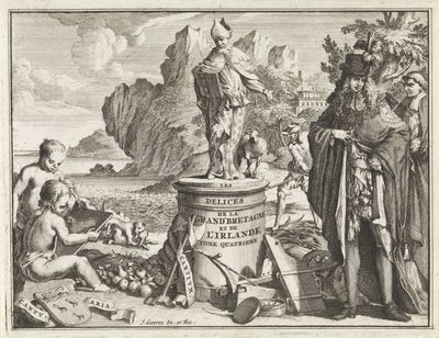 Voetstuk tapasi heilige Thomas Becketin Titelpagina voor J. Beeverell, Ison-Britannian ja Irlannin ilot, deel 4, 1707 Ison-Britannian ja Irlannin ilot (otsikko esineessä) tekijältä Jan Goeree