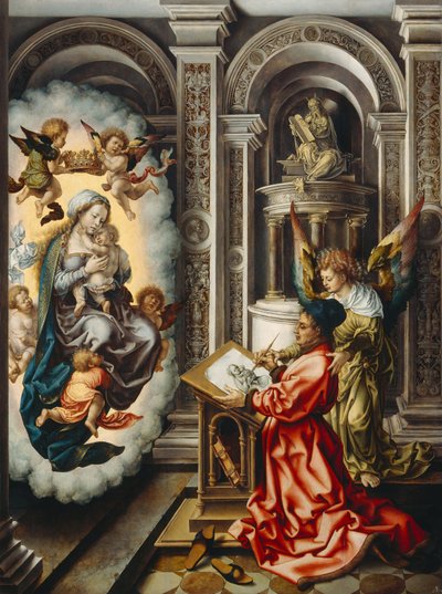 Saksa: Hl. Lukas malt die Madonna Saint Luke maalaus Neitsyt tekijältä Jan Gossaert
