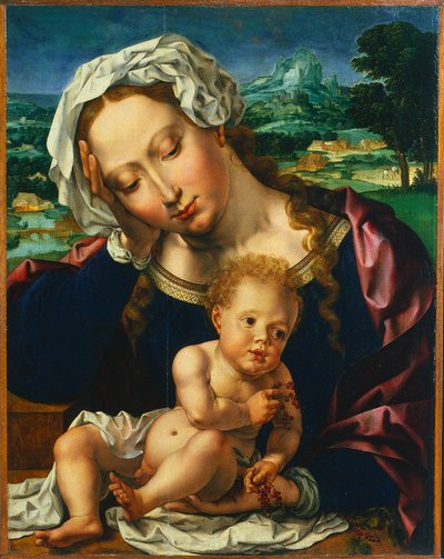Neitsyt ja lapsi maisemassa, 1531. tekijältä Jan Gossaert