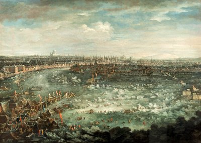 "Thames vuoden 1739 suuren pakkasen aikana" tekijältä Jan Griffier II