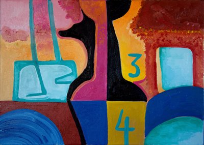 Anubis tuo esiin perusnumerot, 2010 (öljy kankaalle) tekijältä Jan Groneberg