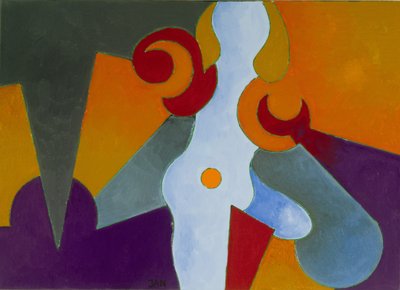 Blue Pin-Up Girl, 2009 (öljy kankaalle) tekijältä Jan Groneberg