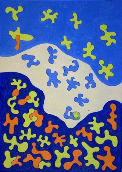 Suihkuverho, 2010 (öljy kankaalle) tekijältä Jan Groneberg