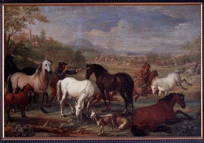 Maisemat hevosten kanssa Jan Hamiltonin maalaus (1600-luku) Koko 60x90 cm Genes, Musei di Strada Nuova (ex Palazzo Bianco) tekijältä Jan Hamilton
