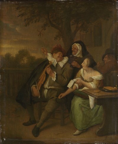 Mies viulussa huonossa seurassa tekijältä Jan Havicksz. Steen (copy after)
