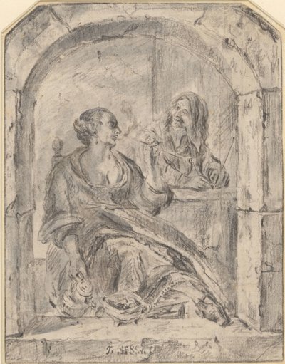Piippua tupakoiva nainen ja mies, jolla on kaksi piippua tekijältä Jan Havicksz. Steen (possibly)