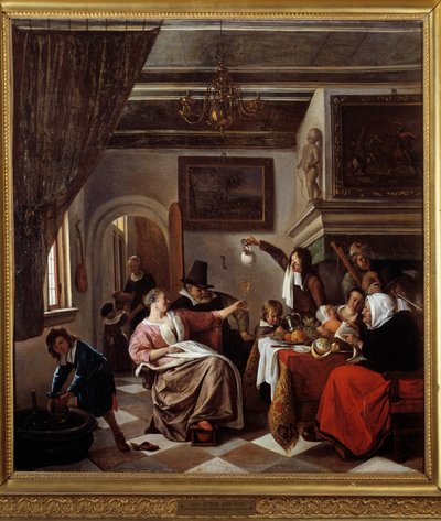 Kuten vanhat laulavat, pienet twiittaavat Jan Steenin maalausta (1626-1679) 1663 Sun. 0,94x0,81 m Montpellier, Musee Fabre tekijältä Jan Havicksz. Steen