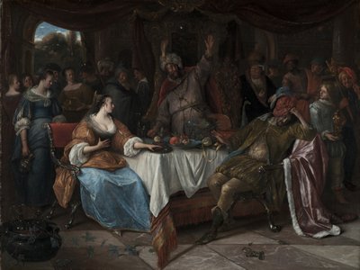 Ester, Ahasverus ja Haman, n. 1668 tekijältä Jan Havicksz. Steen