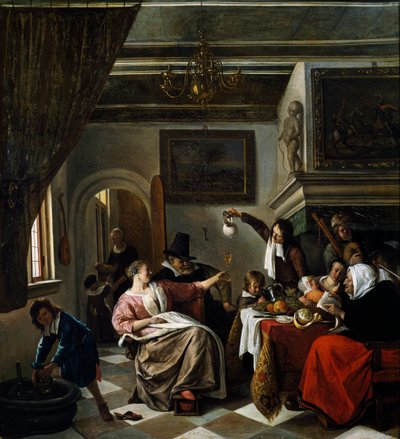 Perhejuhla, kirjoittanut Jan Steen (1626-1679) tekijältä Jan Havicksz. Steen