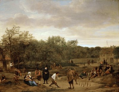 Talonpojat, jotka pelaavat keilailua, kirjoittanut Steen, Jan Havicksz (1626-1679). Öljy puulle, c. 1655. Koko: 67x85,5 cm. Taidehistoriallinen museo, Wien tekijältä Jan Havicksz. Steen