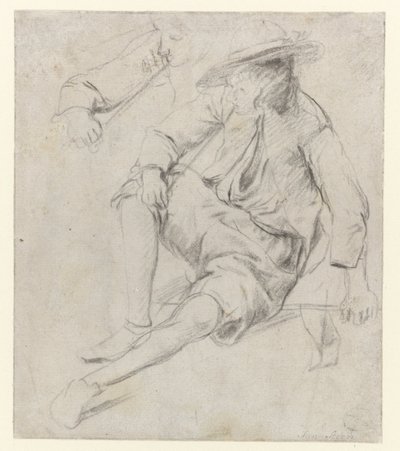 Tutkimus istuvasta miehestä, joka polttaa piippua tekijältä Jan Havicksz. Steen