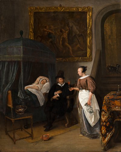 Lääkärin käynti, n. 1665-8 tekijältä Jan Havicksz. Steen