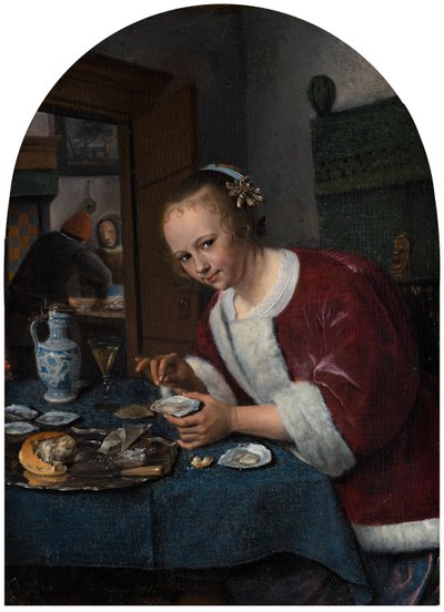 Tyttö syö ostereita, n. 1658-1660 tekijältä Jan Havickszoon Steen