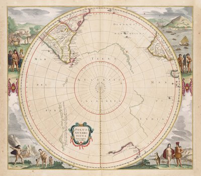 1657 kartta Polus Antarcticus tekijältä Jan Janssonius