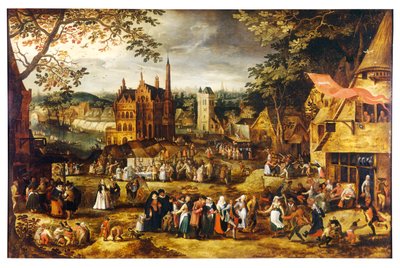 Village Fair (öljy paneeliin) tekijältä Jan Josef the Younger Horemans